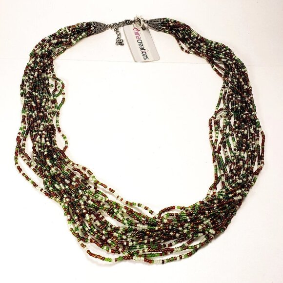 Women's Stylish, Elegant Silver tone 26" Long Colorful Layered Beaded Necklace - Picture 1 of 8